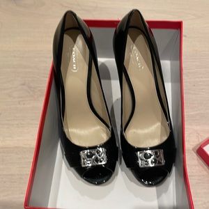 Coach platform high heels in black